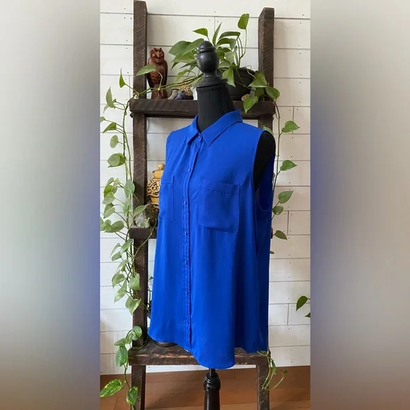 Apt 9: Elegant Royal Blue Button Down Shirt - Picture 13 of 17